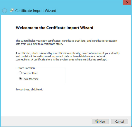 Certificate Import Wizard