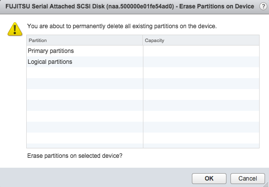 Confirmation to remove partitions