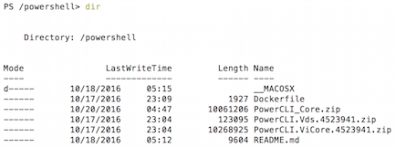 Output of &lt;code&gt;dir&lt;/code&gt; in a PowerShell session