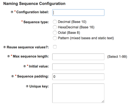 Naming sequence request form