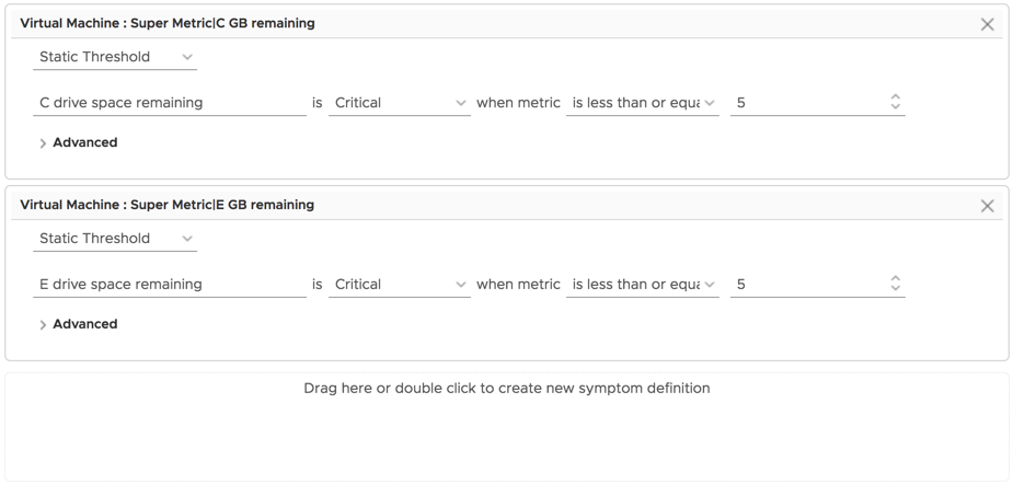 New symptom definition creation options