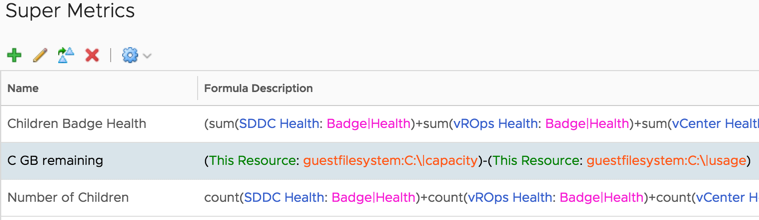 Imported super metrics