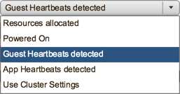 Drop-down list with options for next priority start