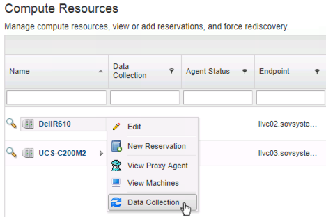 Begin a data collection in vRA
