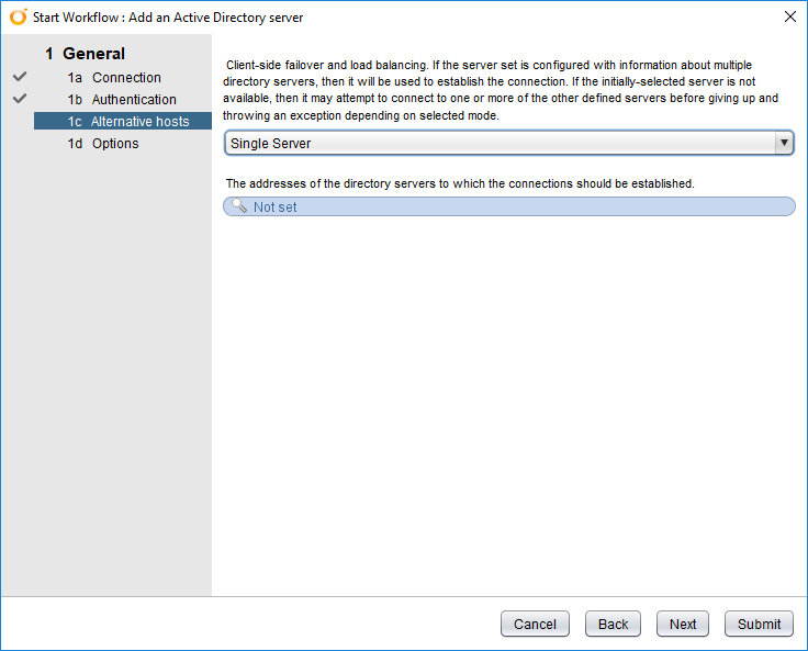 Add an Active Directory server vRO workflow, Alternative hosts