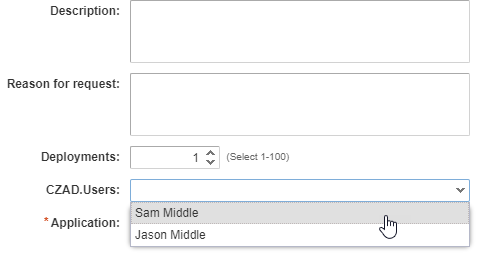 vRA request form with &lt;code&gt;CZAD.Users&lt;/code&gt; populating