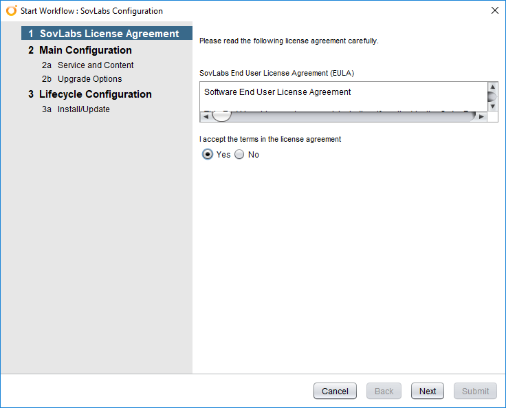 SovLabs configuration workflow presentation, EULA