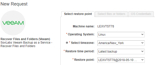 Recover Files and Folders request form