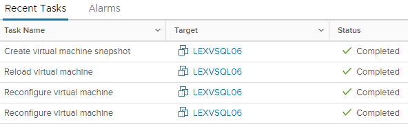 vSphere task list