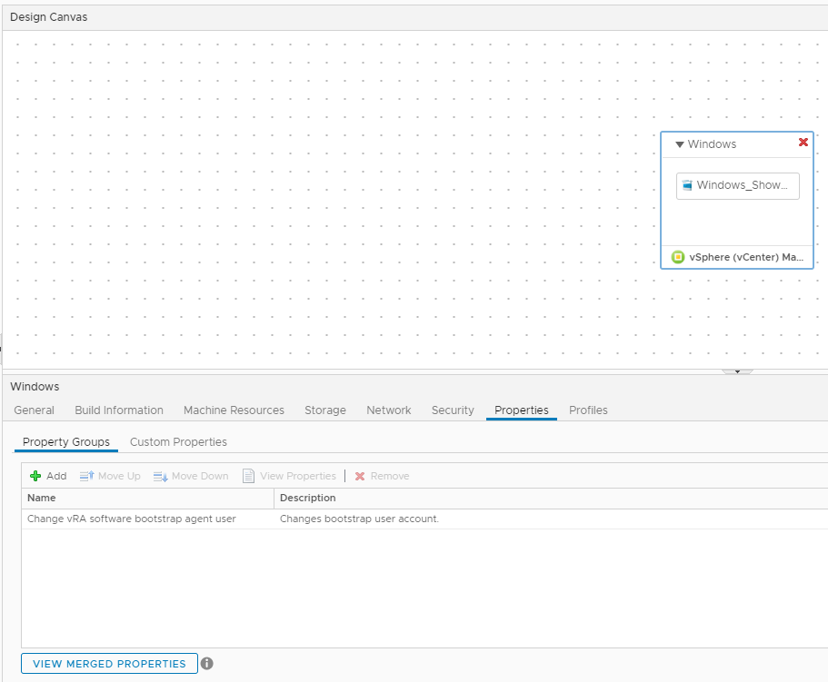 Property group attached to vSphere machine object