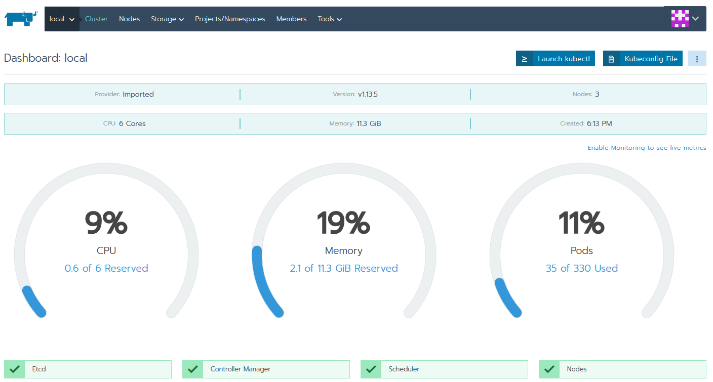 Local cluster reporting stats